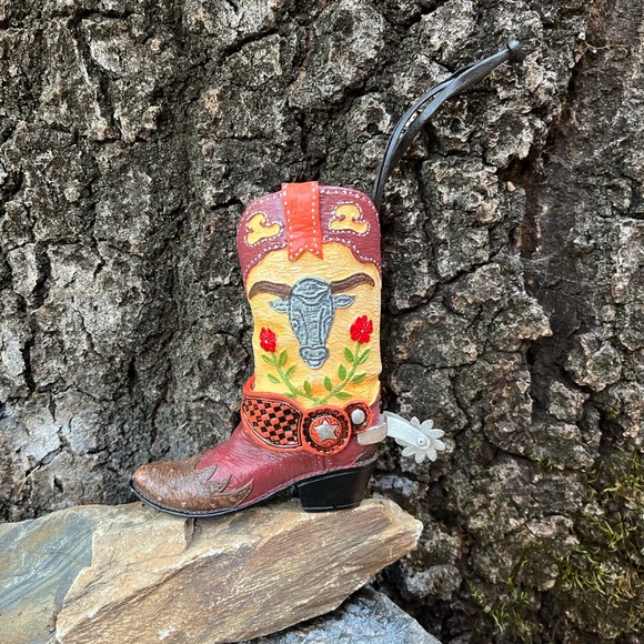 Gottschalks Western Cowboy Boot Figurine Ornament - The Spur Spins! Handpainted - Picture 2 of 8